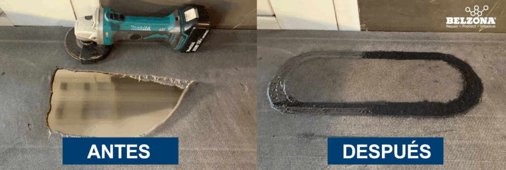 Reparación de banda transportadora - Antes y después