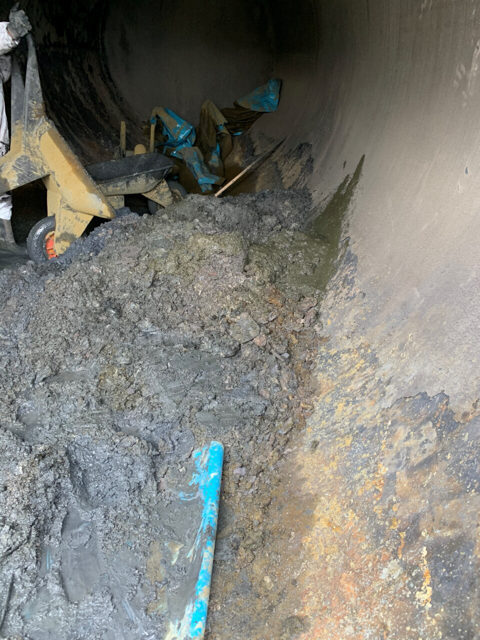 Gas pipeline damaged by erosion and corrosion