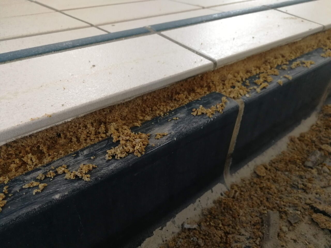 Damaged concrete, tiling and grouting areas in swimming pool