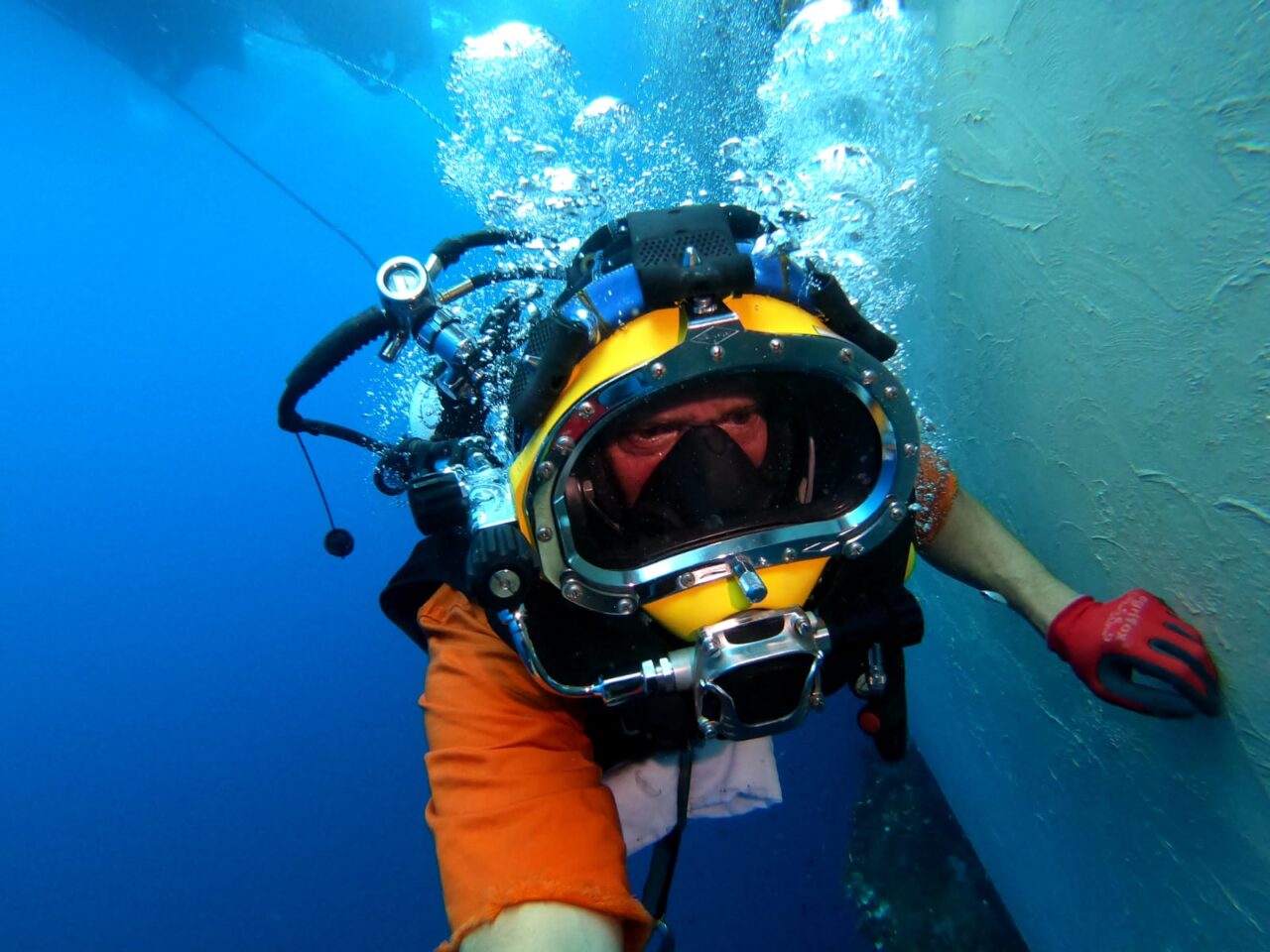 A Jones Marine diver applying Belzona 5831 to a vessel