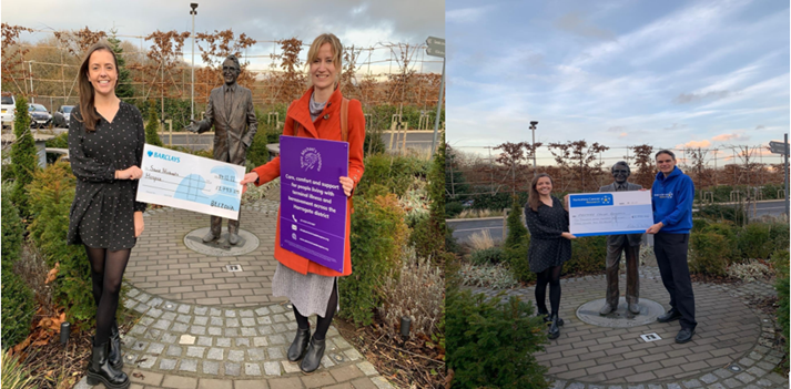 Corporate Development Assistant, Lily Alexander-Pike presents cheques to Saint Michael’s Hospice and Yorkshire Cancer Research