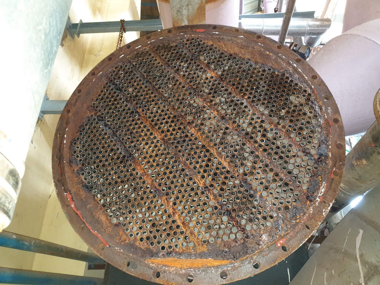 Tube sheet suffering from corrosion and chemical attack