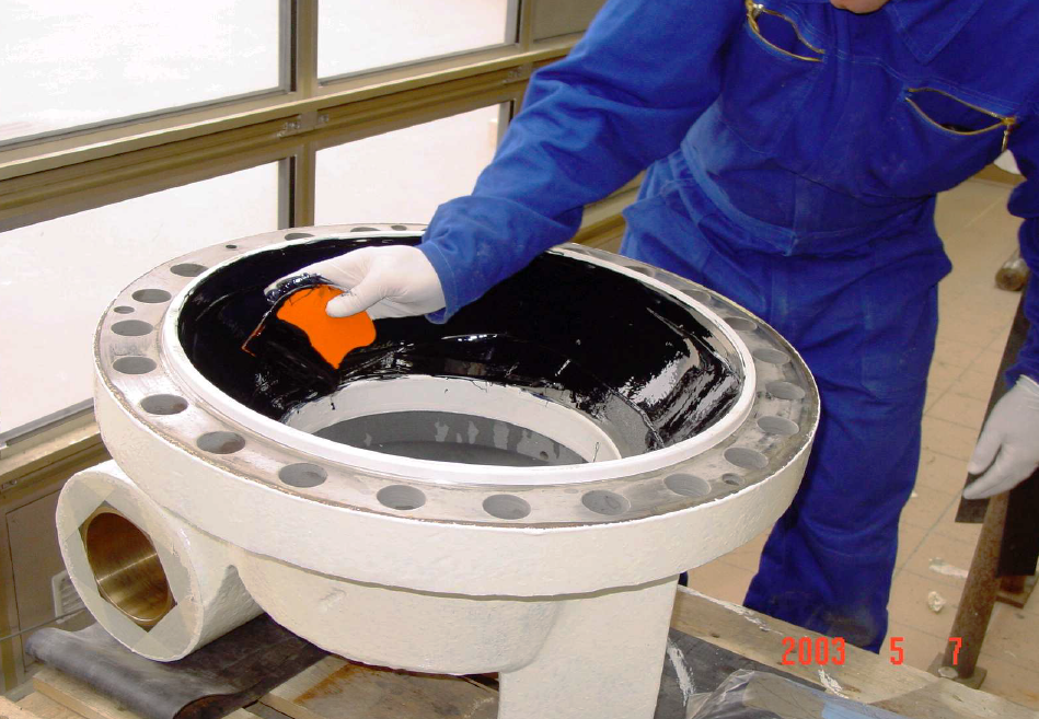 Application of  Belzona 2141 (ACR-Fluid Elastomer) on Pelton turbine nozzle head 