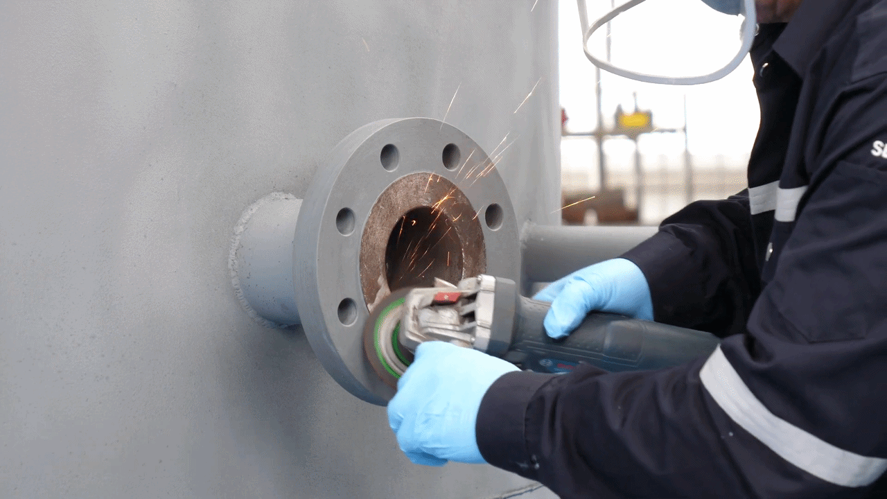Surface preparation of the flange