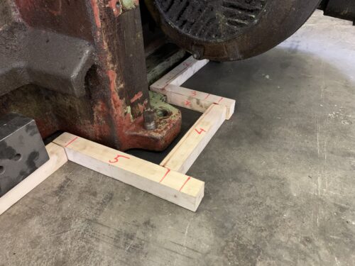 Lathe base in need of shimming application