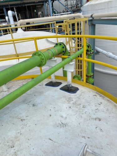 Structural repair of pipe supports on top of tank roof