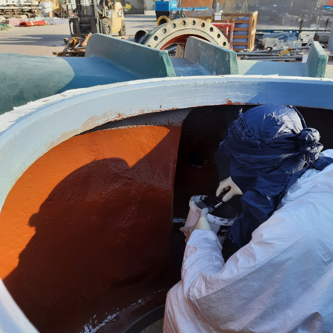 Pump Volute Internal Lining Repaired with Chemical Resistant Protective Coating