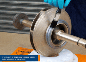 Apply a release agent on the impeller wear ring