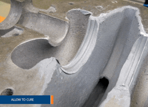 Allow the material to cure and dress the repair