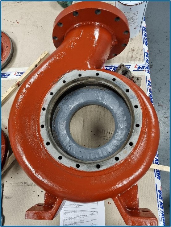 Pump erosion repaired using Belzona 1111 (Super Metal)