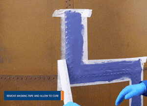 Remove the masking tape and allow the material to cure